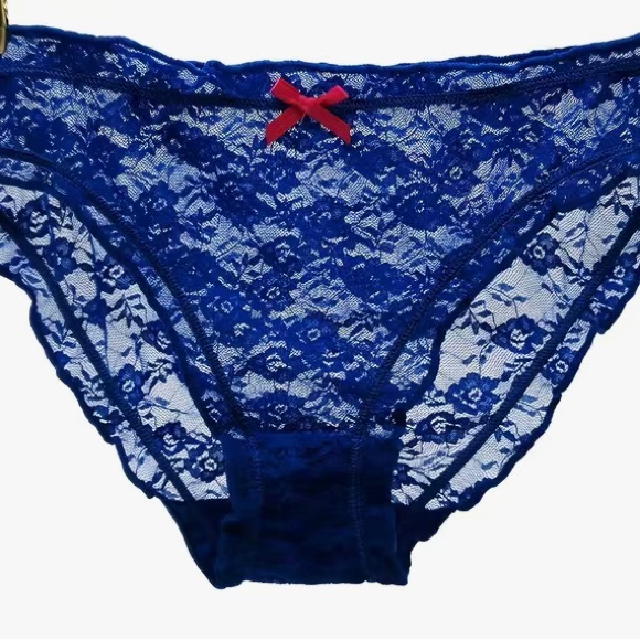 2️⃣1️⃣2️⃣ 6Pcs Floral Lace Bikini Panties, Breathable Sheer Bow Tie Panties - Picture 2 of 6